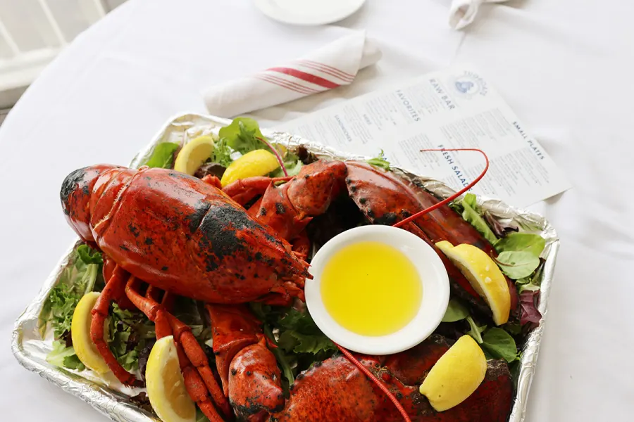 Whole steamed lobster with drawn butter